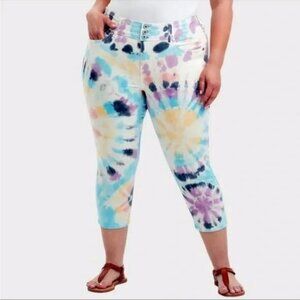 Torrid Tie Dye Crop Jeggings Capris Super Soft High Rise Multi-Color Size 18 NEW